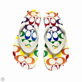 Sandals Designer By Coach In Rainbow Print, Size: 5/6 Calm Mood