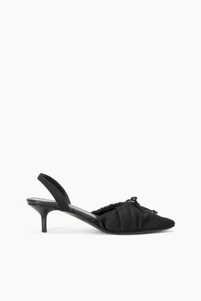 Breathable mesh Shine Tone ALBA BALLET SLINGBACK | BLACK SATIN