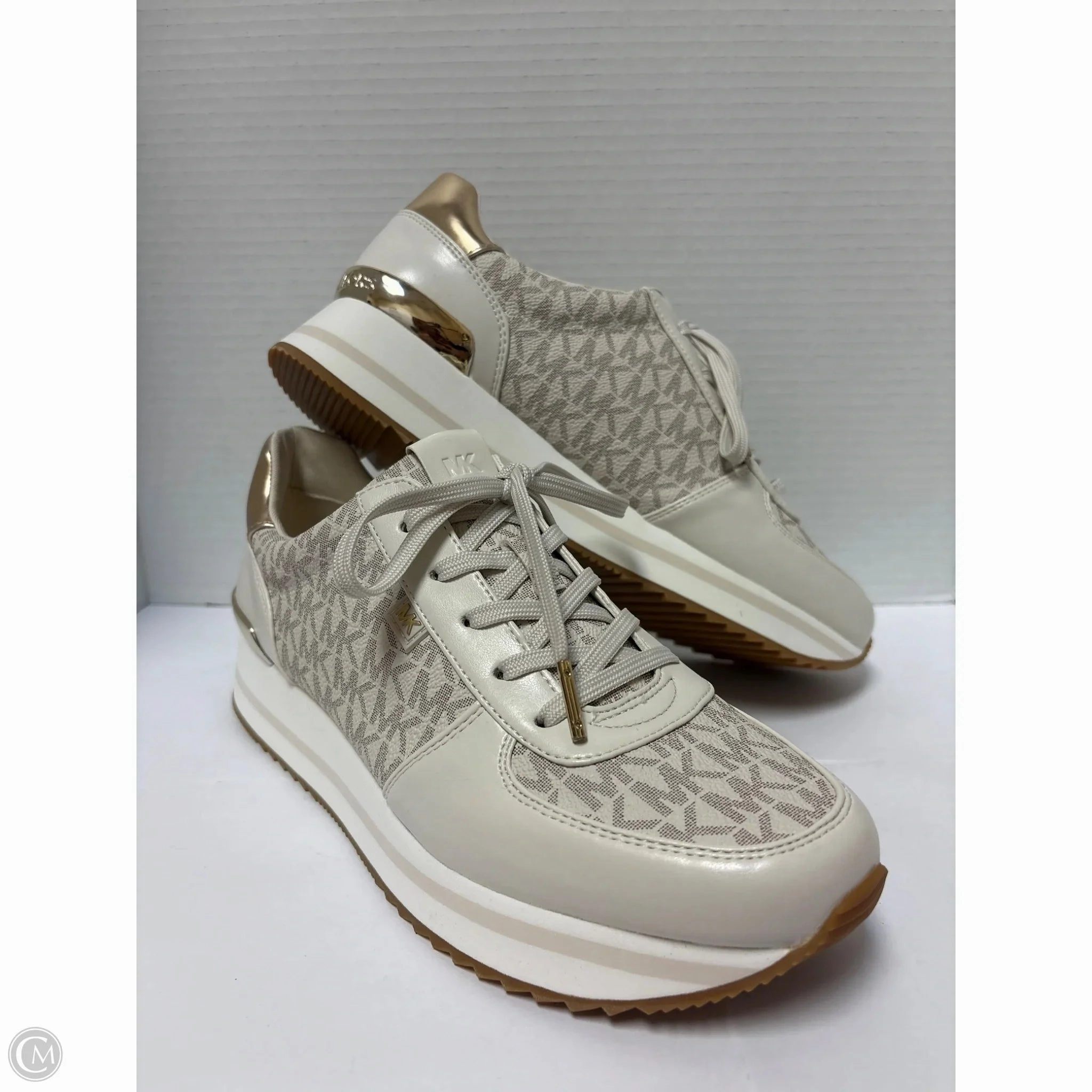 Canvas Shoes Designer By Michael Kors In Beige, Size: 9.5