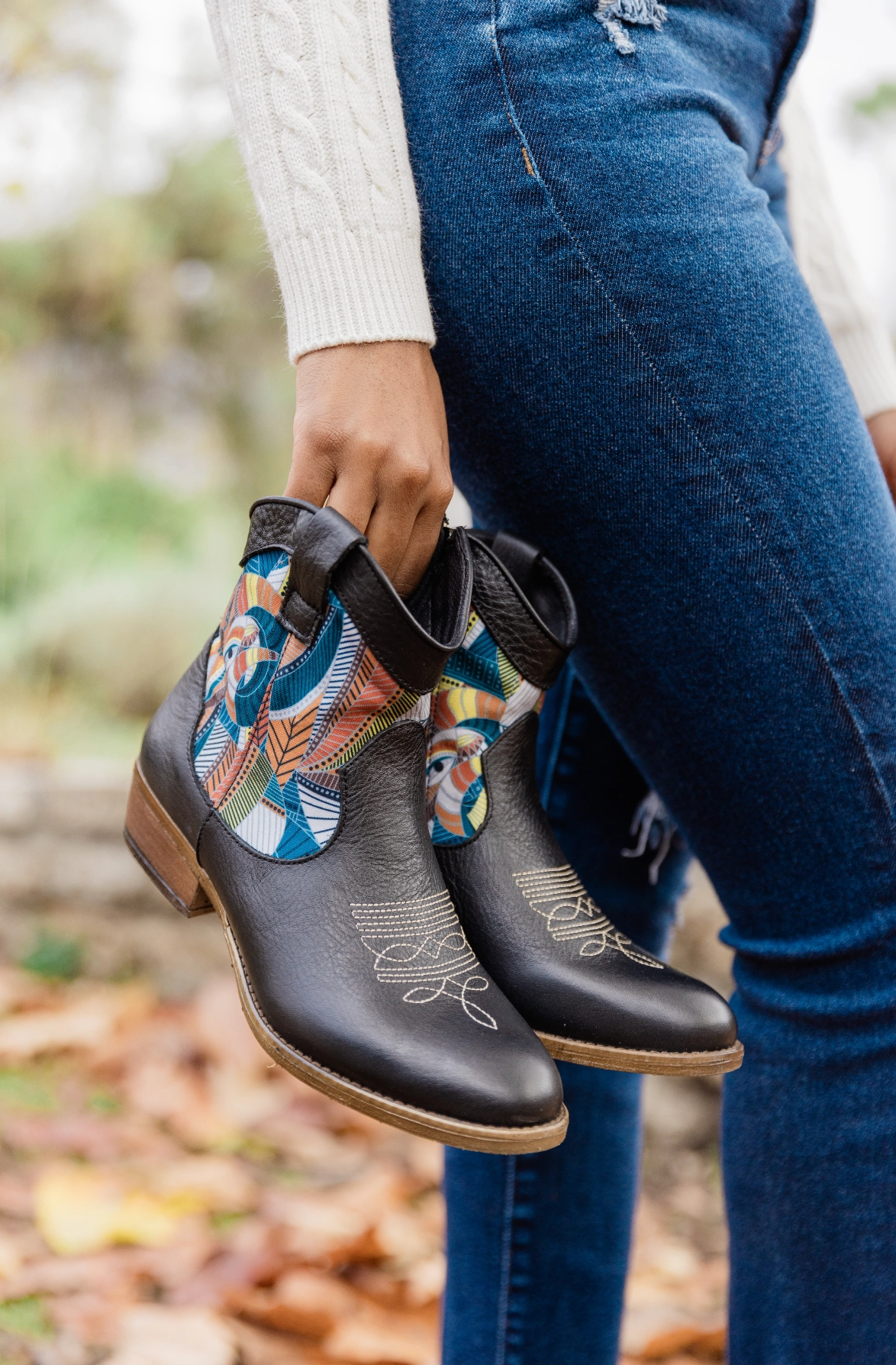 Cyprus Western Boot Animal Spot Velvet Texture