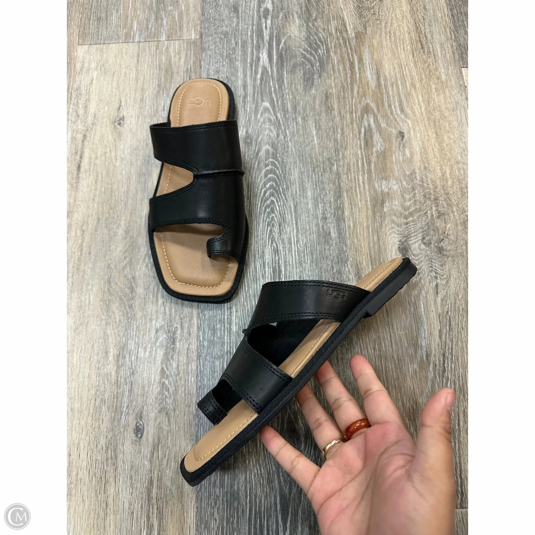 Pool Time Active Day Sandals Designer By Ugg In Black, Size: 6.5