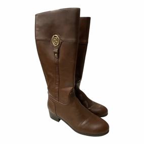 Comfortable Feeling Boots Knee Flats By Liz Claiborne In Brown, Size:10