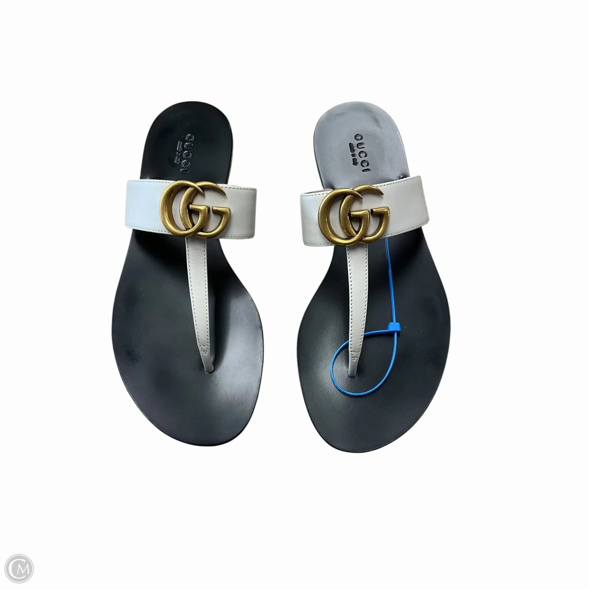 Month Strong Sandals Luxury Designer By Gucci In Black & White, Size: 6