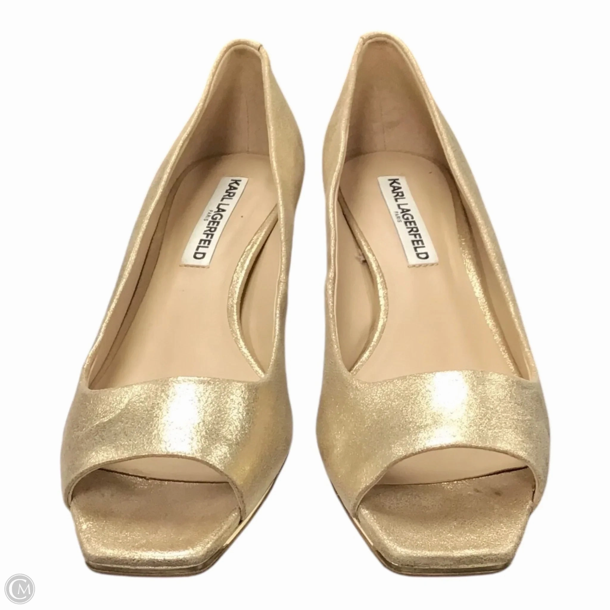 Chic Fit Shoes Designer By Karl Lagerfeld In Gold, Size: 9