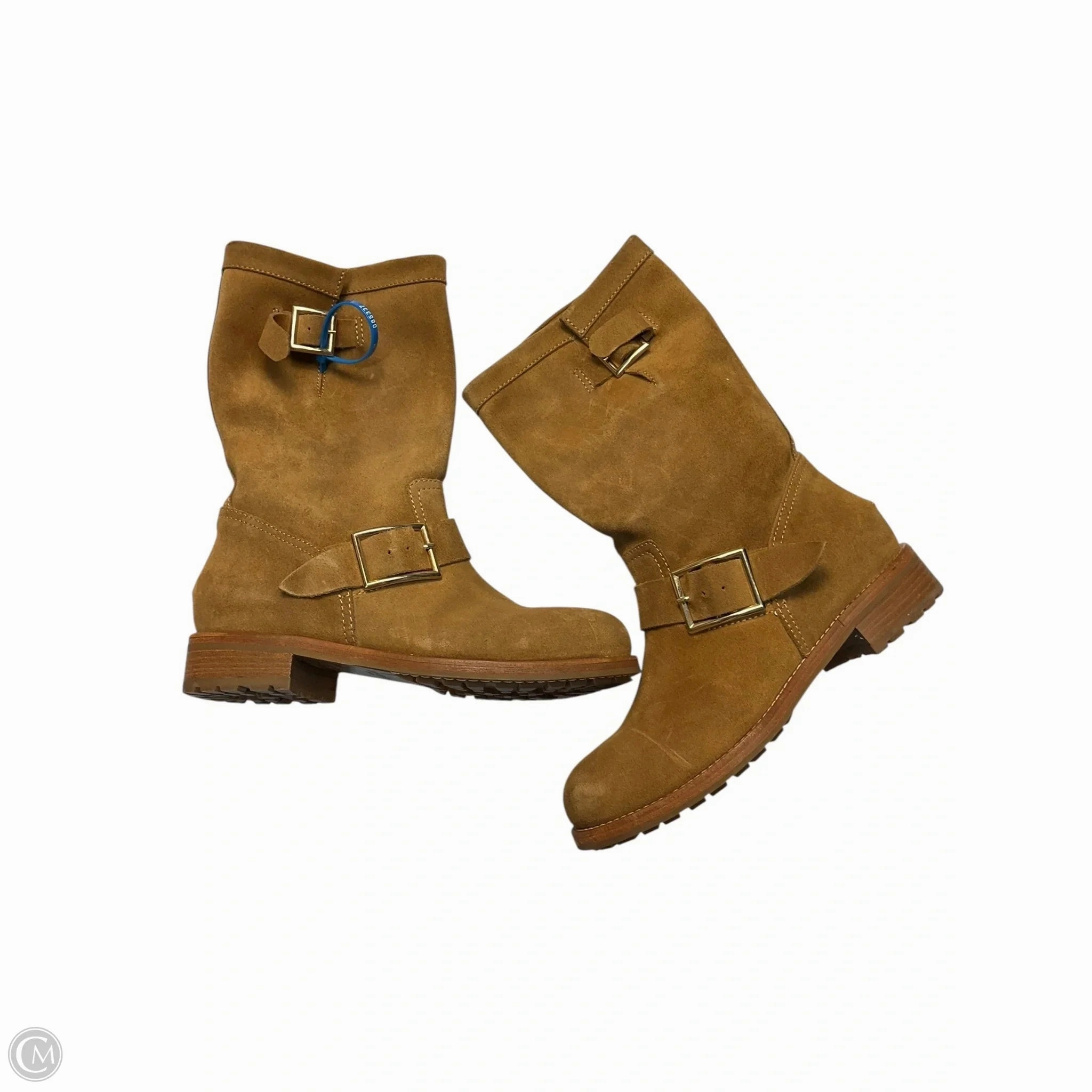 Boots Luxury Designer By Jimmy Choo In Tan, Size: 6 Adjustable Closure