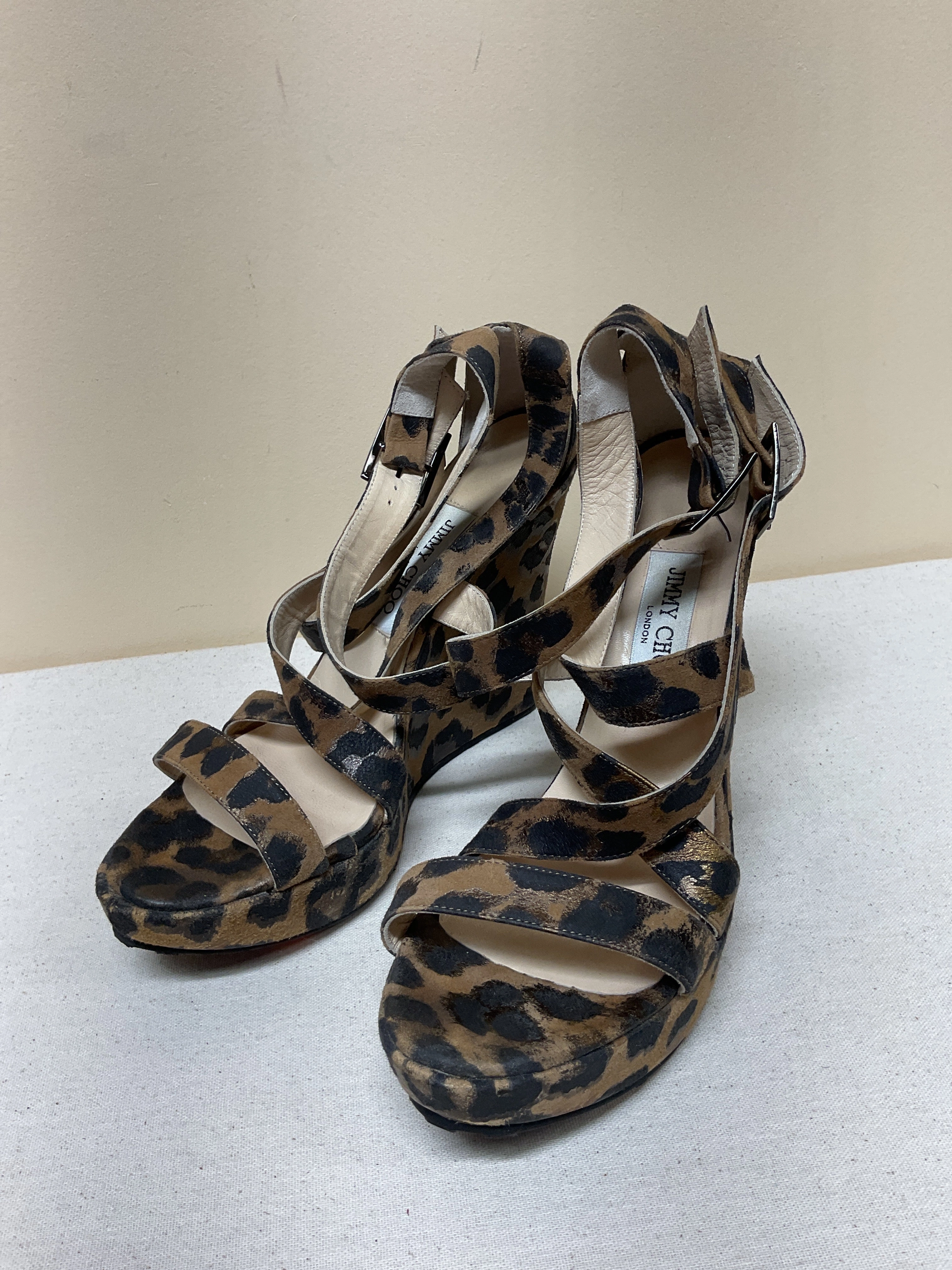Sandals Luxury Designer By Jimmy Choo In Animal Print, Size:11 Classic Chic Non Slip Tread