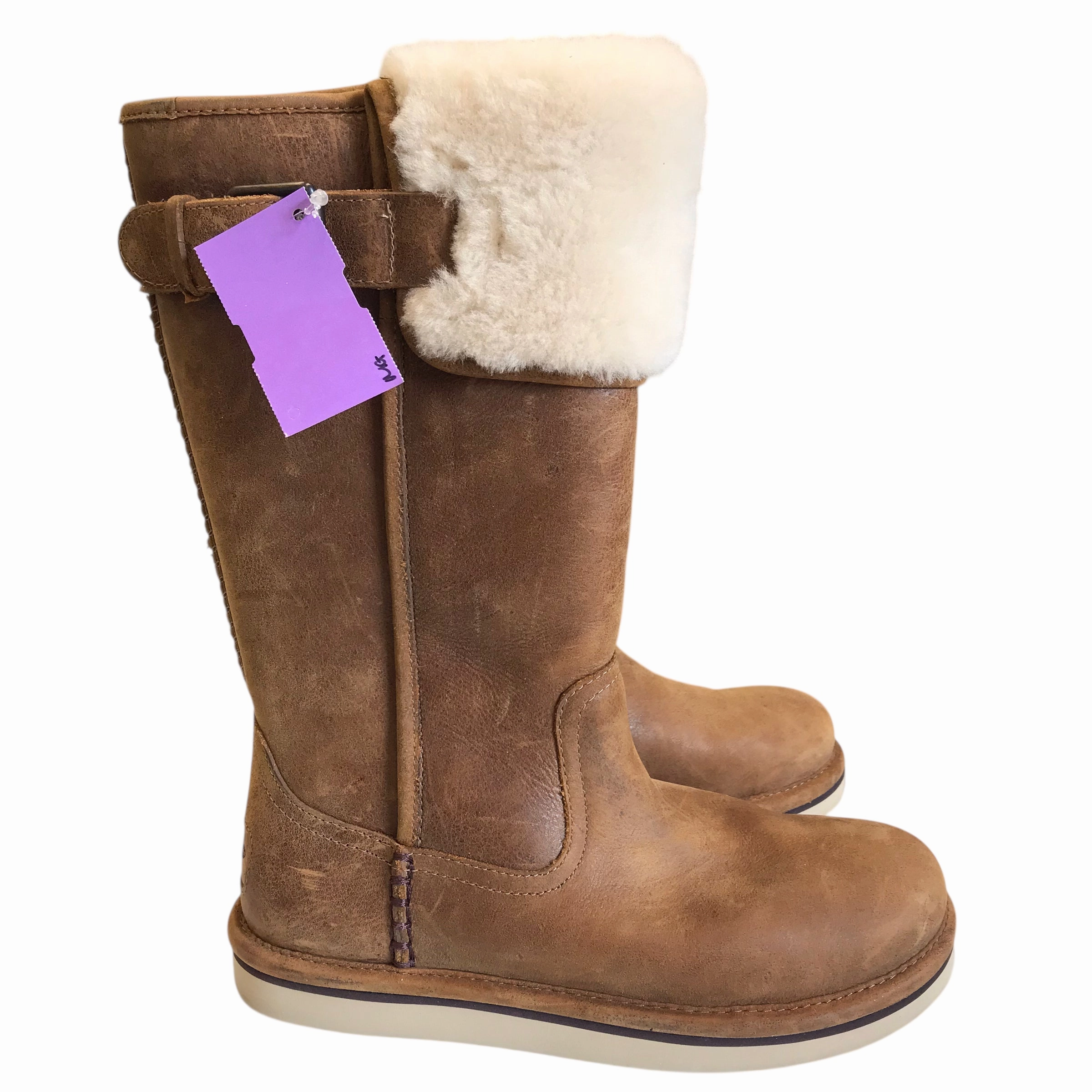 Sky Blue Boots Designer By Ugg In Brown, Size:5