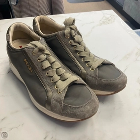 Rich Jewel Shoes Luxury Designer By Prada In Green & White, Size: 7