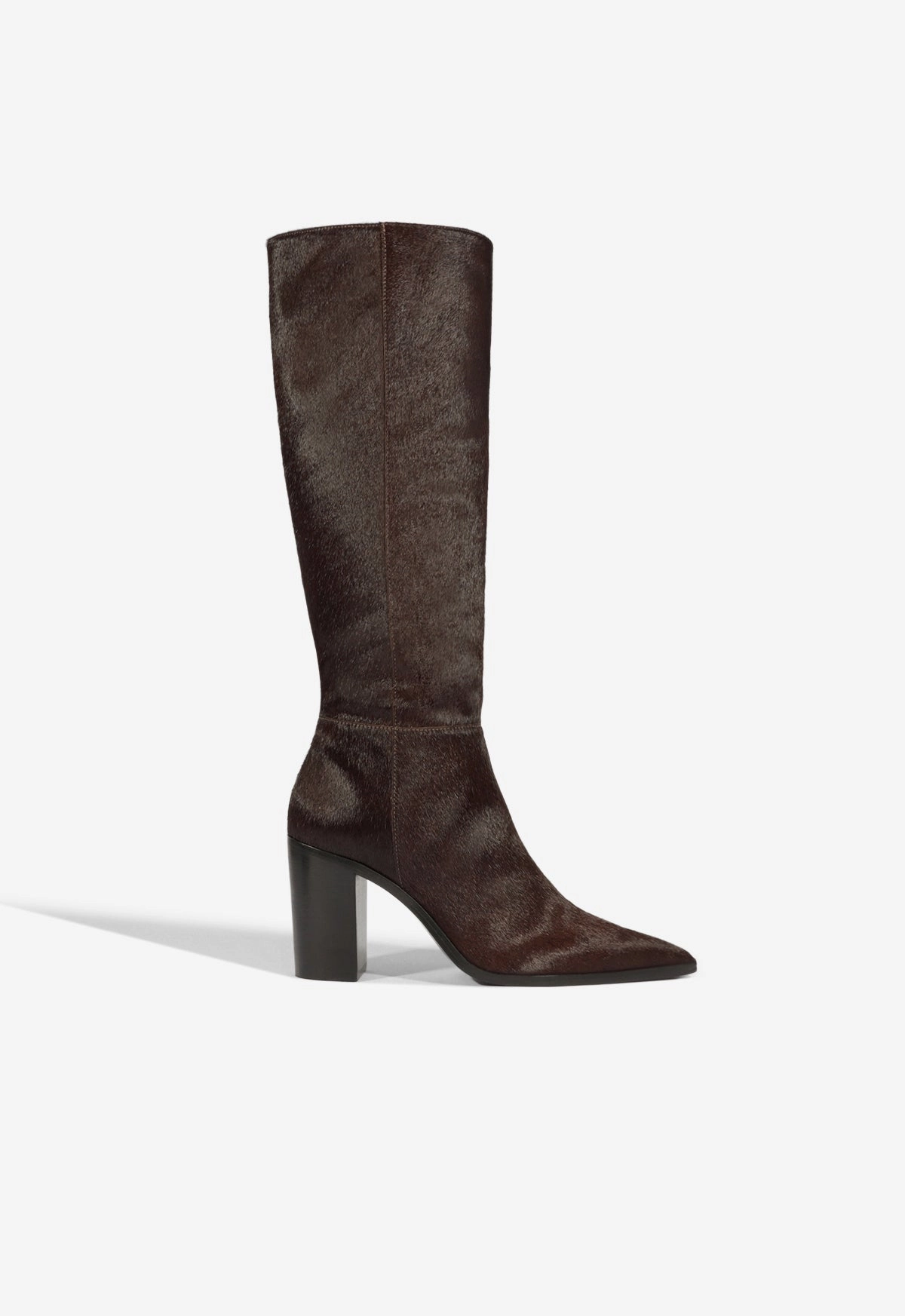 Mikki Up Block Hair Calf Boot Korean Trend