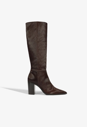 Mikki Up Block Hair Calf Boot Luggage Fit Smart Fit