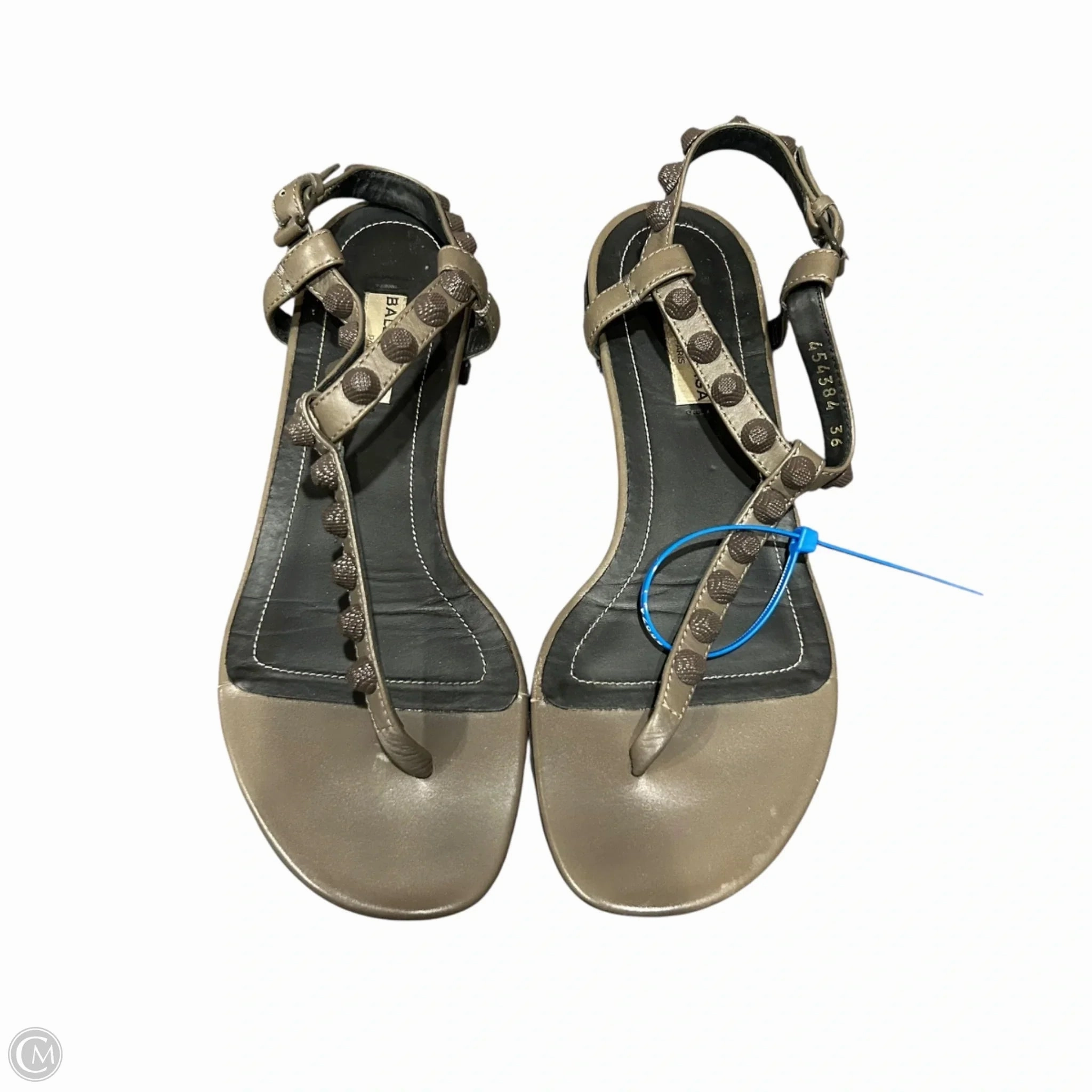 Calm Step Sandals Luxury Designer By Balenciaga In Grey, Size: 5.5