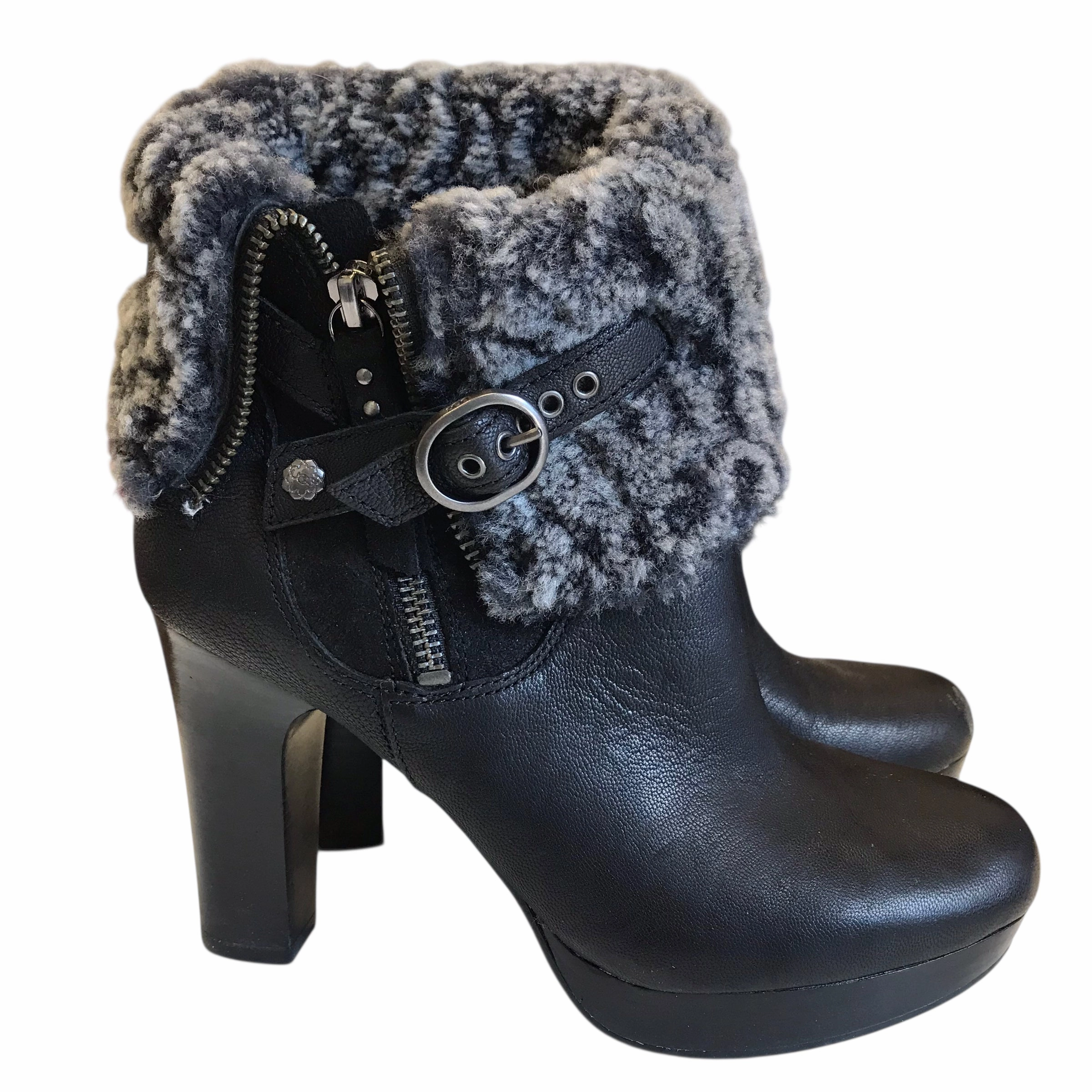 Arch Support Standing Workers Boots Designer By Ugg In Black & Grey, Size:7