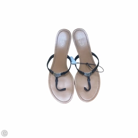 Flexible Sole Quick Drying Casual Wear Sandals Designer By Coach In Black & Brown, Size: 9.5