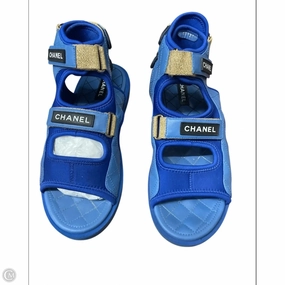 Sandals Luxury Designer By Chanel In Blue TPU Stability