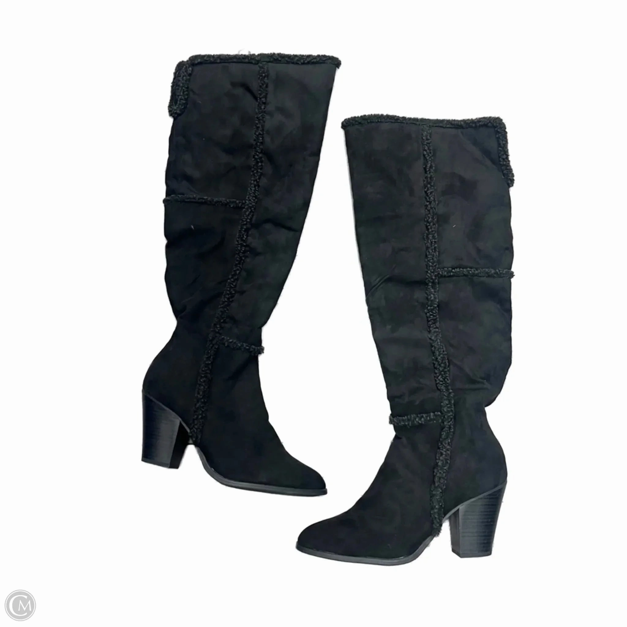 Boots Knee Heels In Black, Size: 11 High Traction All Day Wear Long Hour