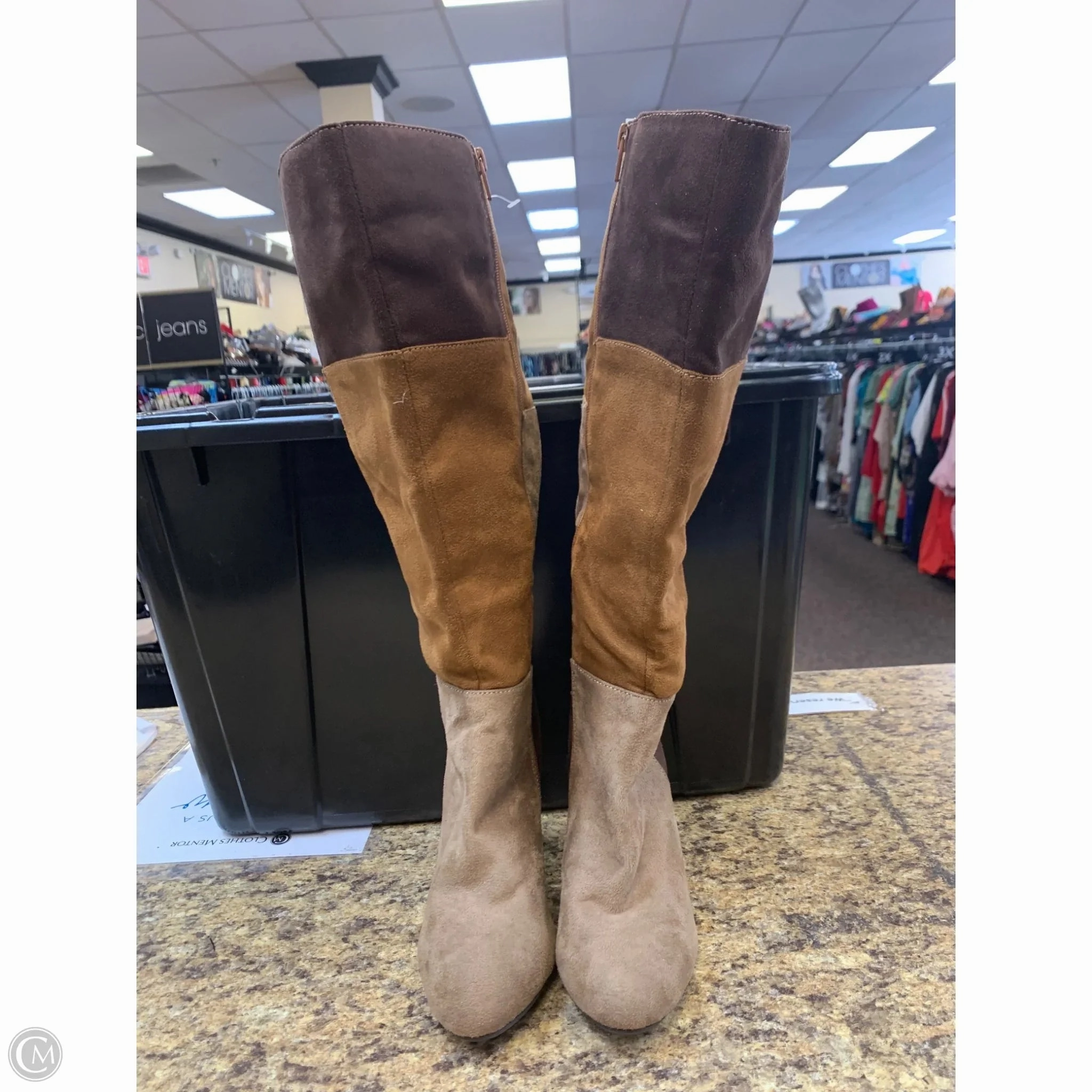 Boots Knee Heels By Cato In Brown, Size: 7 Seamless Comfort Cold Weather Commuter Comfortable Heel Counter