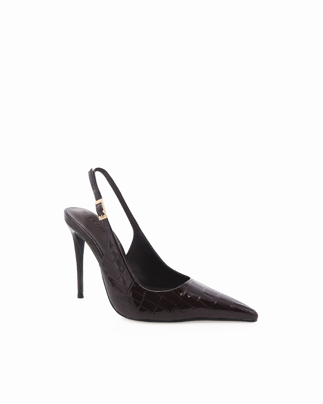 Stylish Pumps GIOVINA - DARK CACAO PATENT CROC