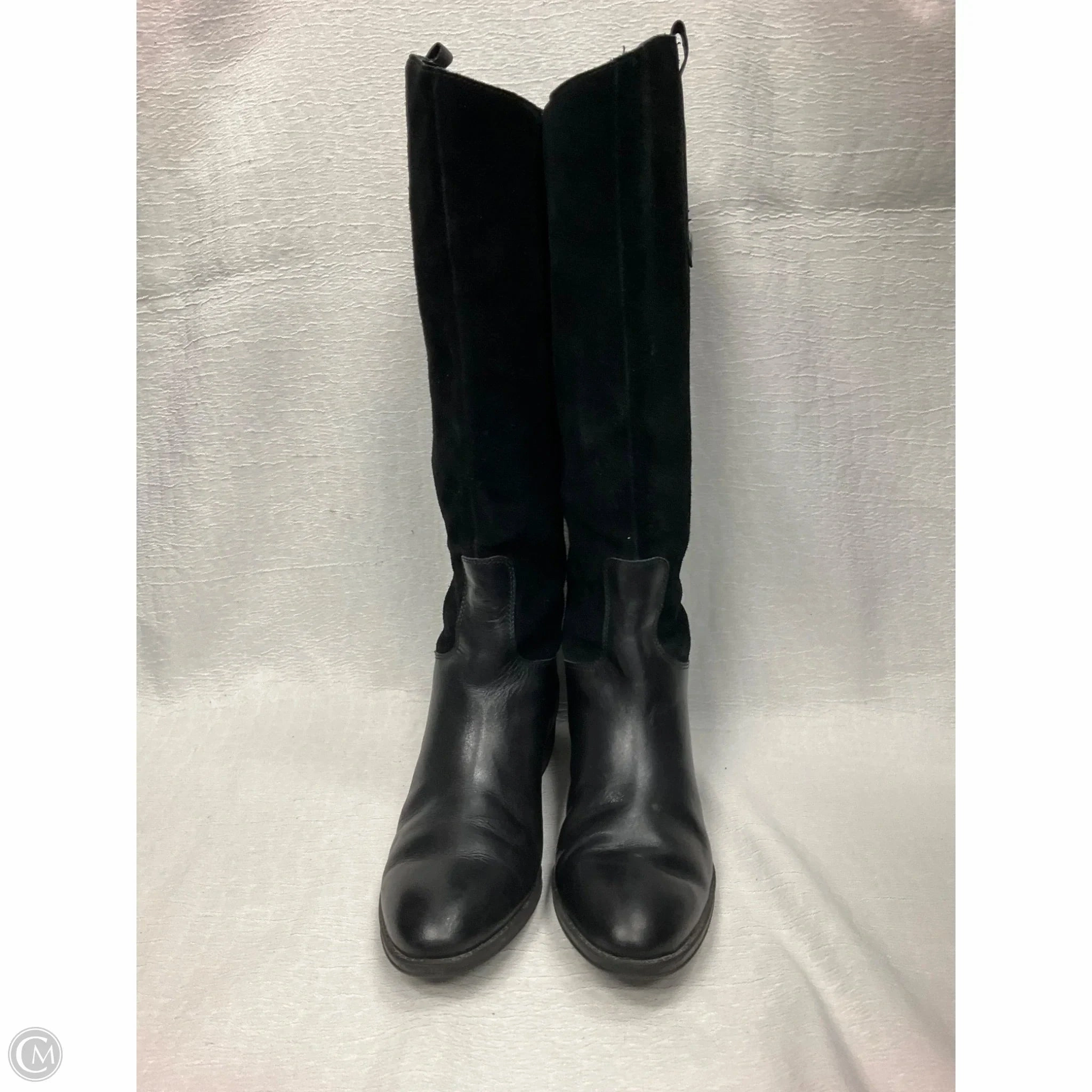 Comfortable Heel Low Ankle Style Boots Knee Flats By Sam Edelman In Black, Size: 7.5