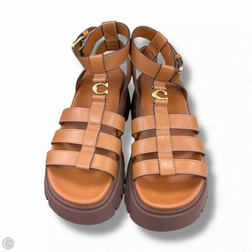 Smooth Inner Seams Firm Lock Sandals Designer By Coach In Brown, Size: 7