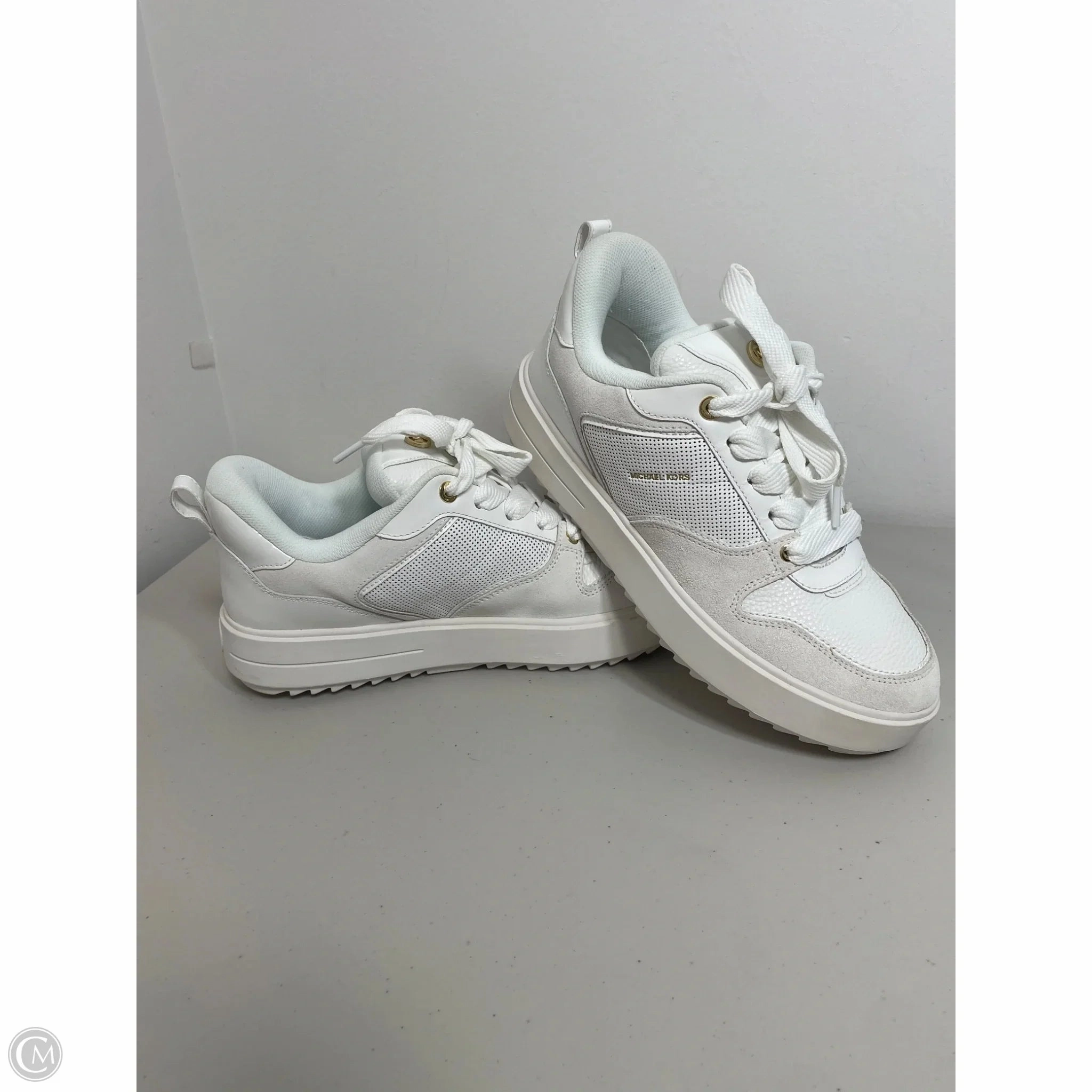 Shoes Designer By Michael Kors In White & Yellow, Size: 10 Fit