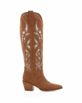 DELLA - DARK TAN SUEDE Elastic Material