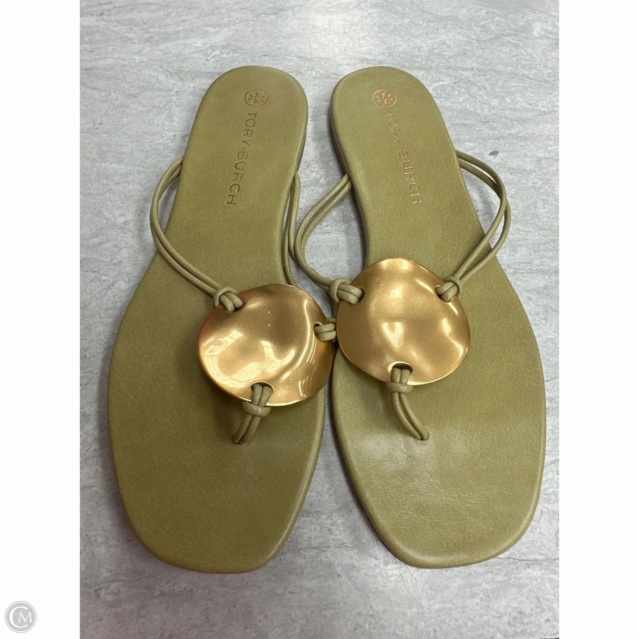 Viral Pop Dry Base Sandals Designer By Tory Burch In Green, Size: 8