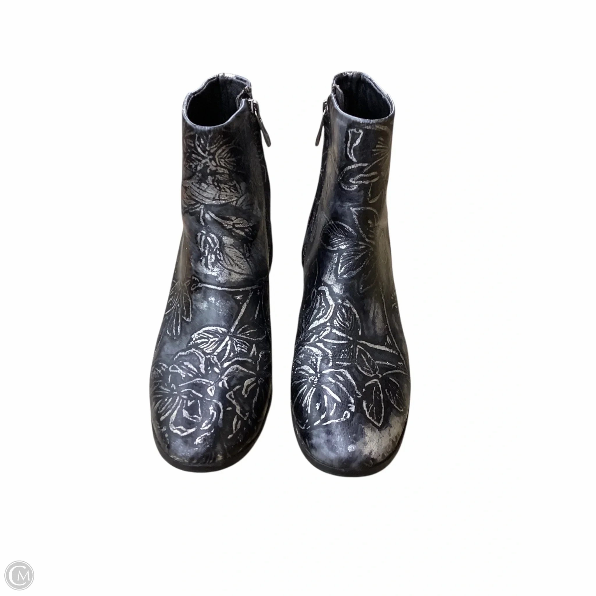 Boots Designer By Patricia Nash In Black & Silver, Size: 7.5 Feather Light Long Distance Ergonomic Footbed