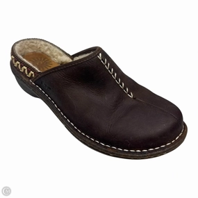 Fur Lined Leather Mules Shoes Designer By Ugg In Brown, Size: 8 Ventilated