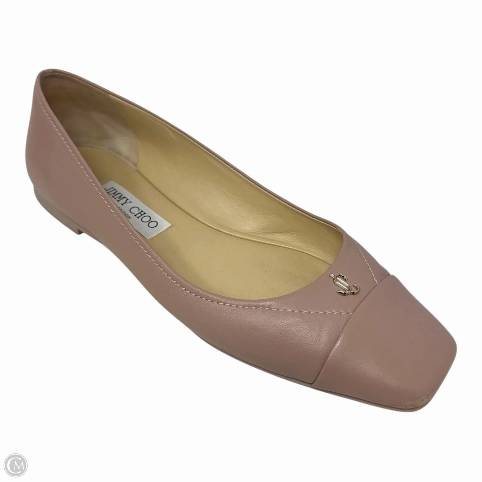 Gisela Napa Leather Ballet Flat Shoes Luxury Designer By Jimmy Choo In Tan, Size: 9 Flexible Outsole