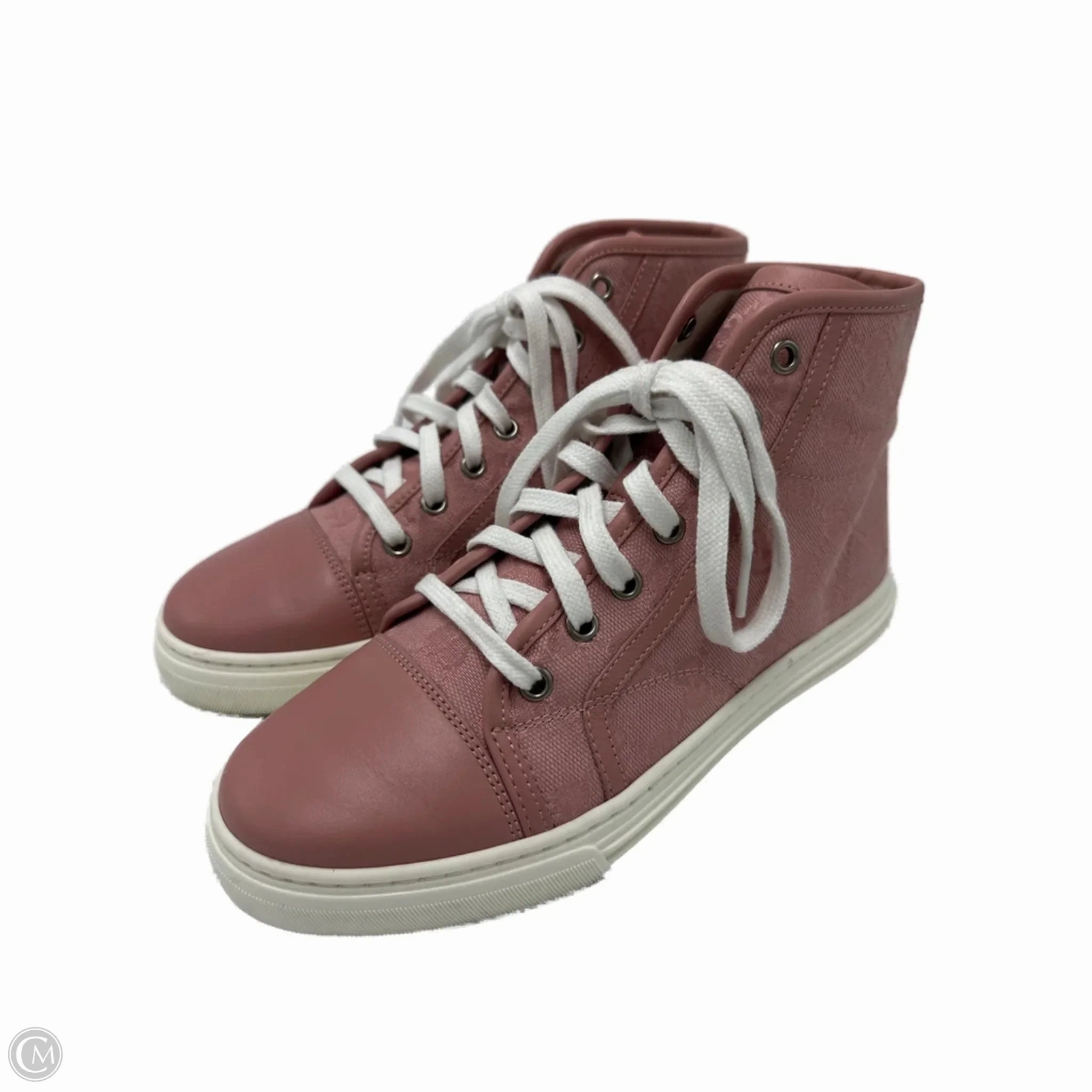 Leather Upper Gucci Miro Soft High Top Luxury Designer Sneaker In Pink, Size: 6
