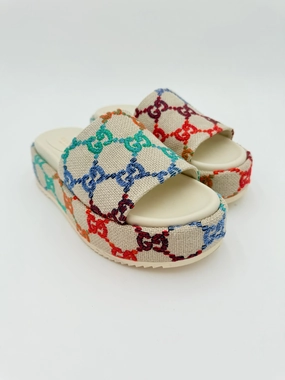 Sandals Luxury Designer By Gucci In Multi, Size:8.5 Comfort Midsole Ventilated Mesh Sunny Walks