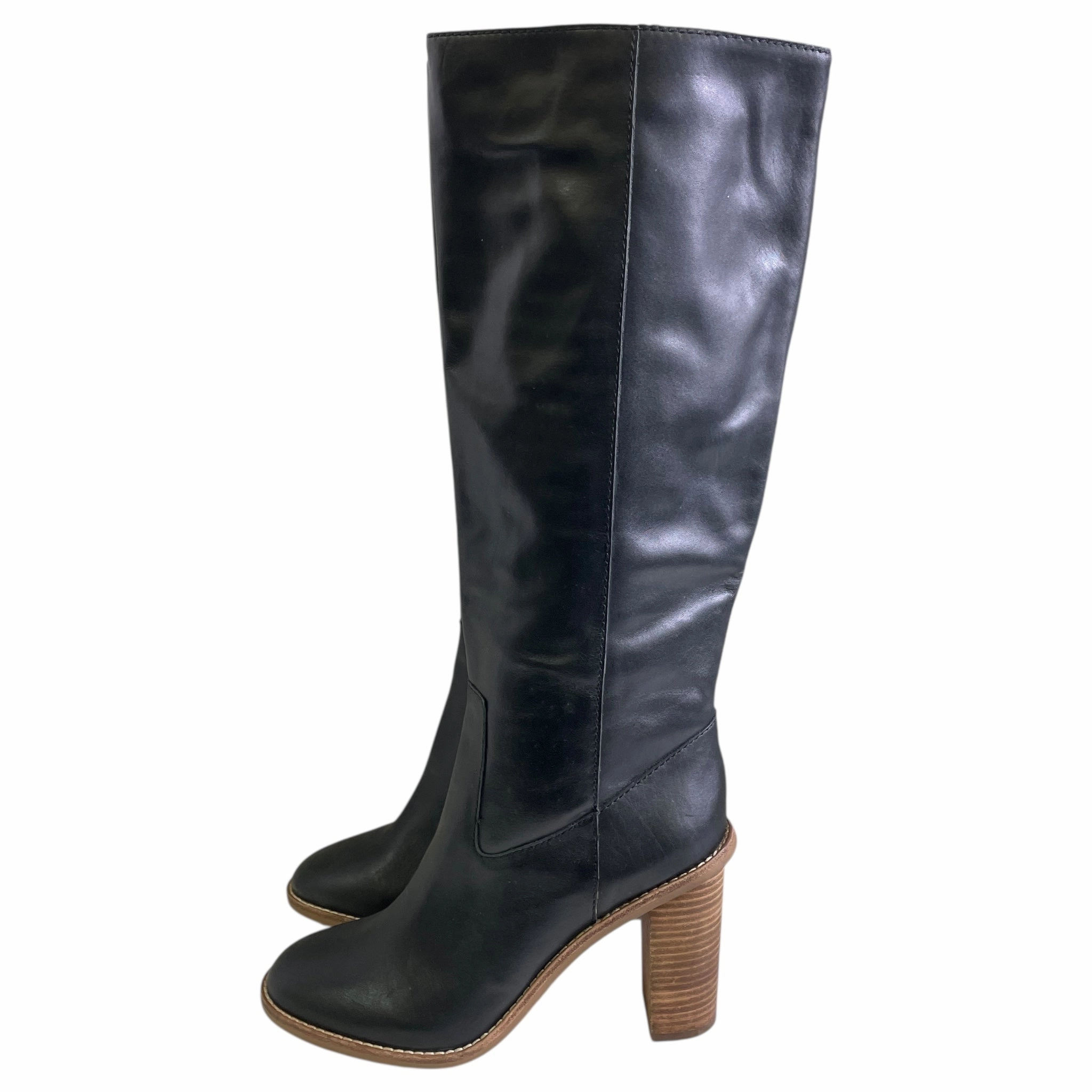 Roll Up Flexible Design BOOTS KNEE HEELS by MADEWELL In BLACK, Size: 8.5