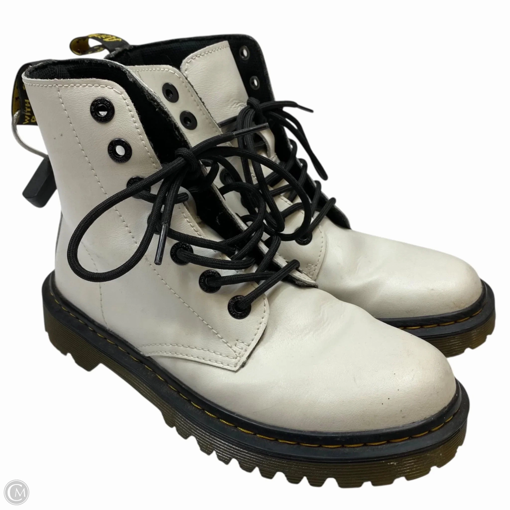 Boots Designer By Dr Martens In White, Size: 7 Pure Black