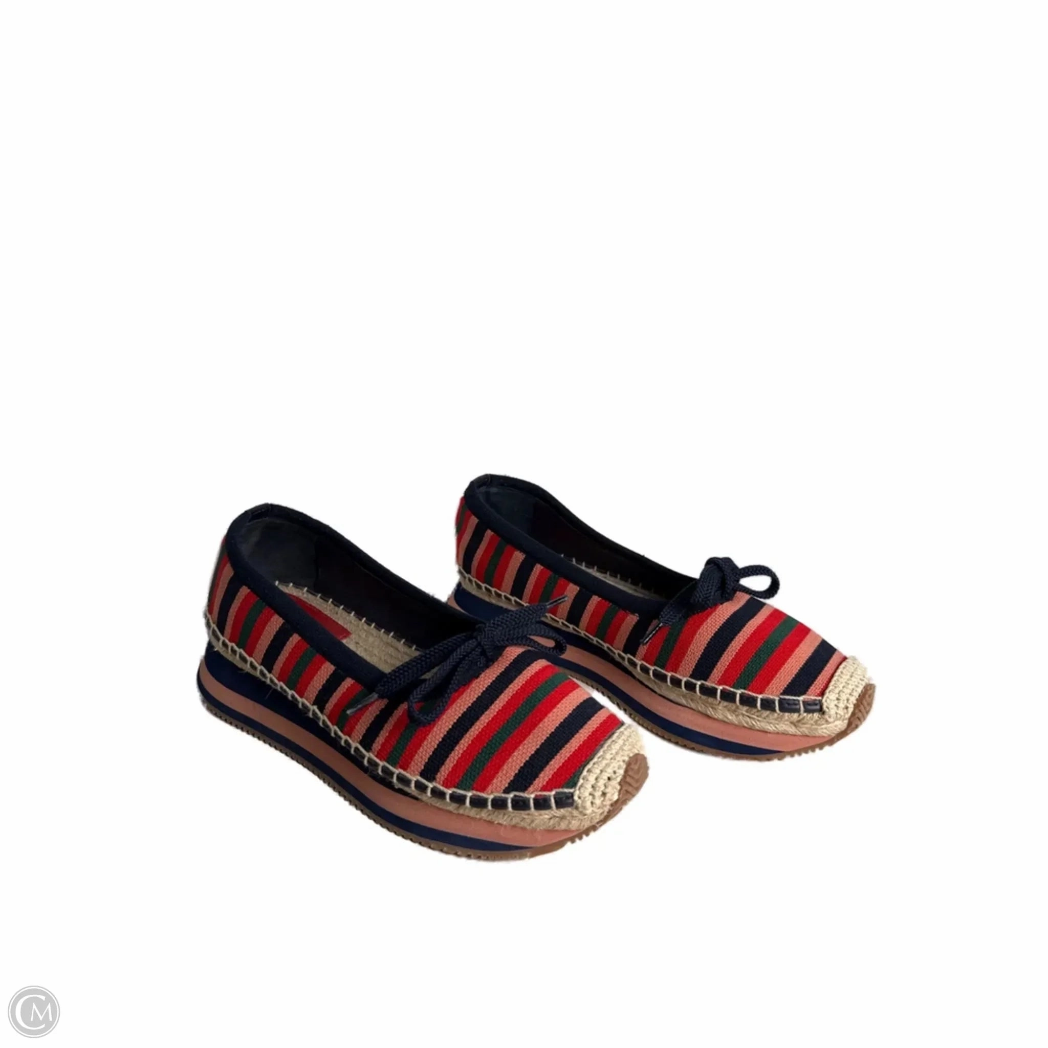 Toe box Durable Build Minimalist Fans Shoes Designer By Tory Burch In Striped Pattern, Size: 8