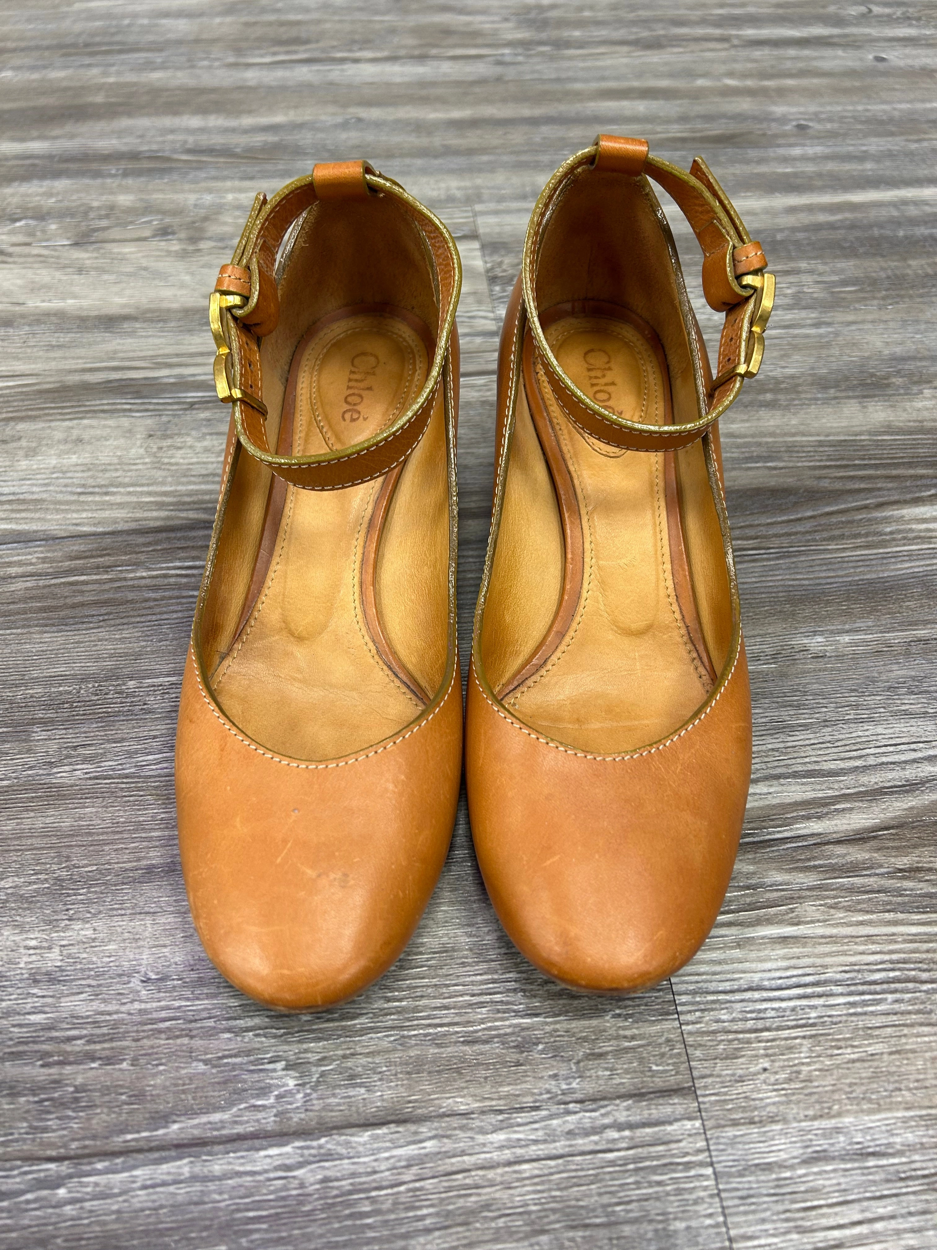 Color Play Vital Step Shoes Luxury Designer By Chloe In Brown, Size:7