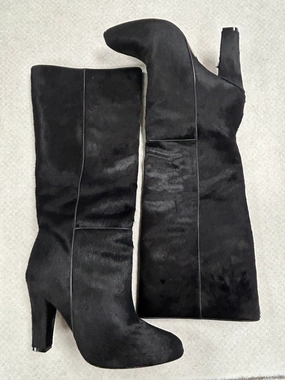 Cushioned Base Elastic Boots Knee Heels By Clothes Mentor In Black, Size: 10.5