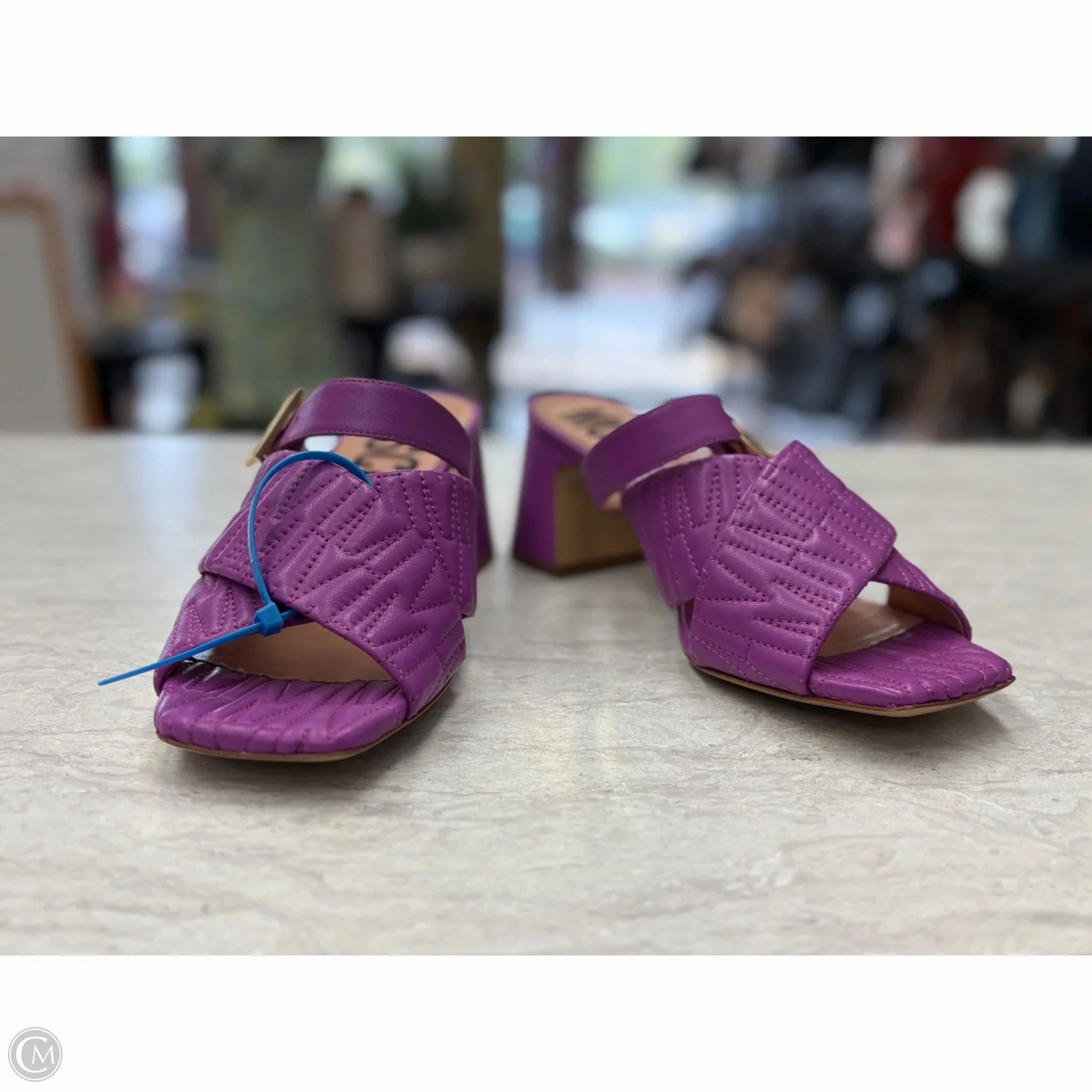 Hygiene Coating Ventilated Mesh Cold Weather Sandals Luxury Designer By Moschino In Purple, Size: 9