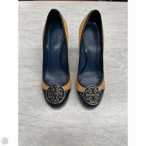 Shoes Designer By Tory Burch In Blue & Tan, Size: 8.5 construction Matte Edge