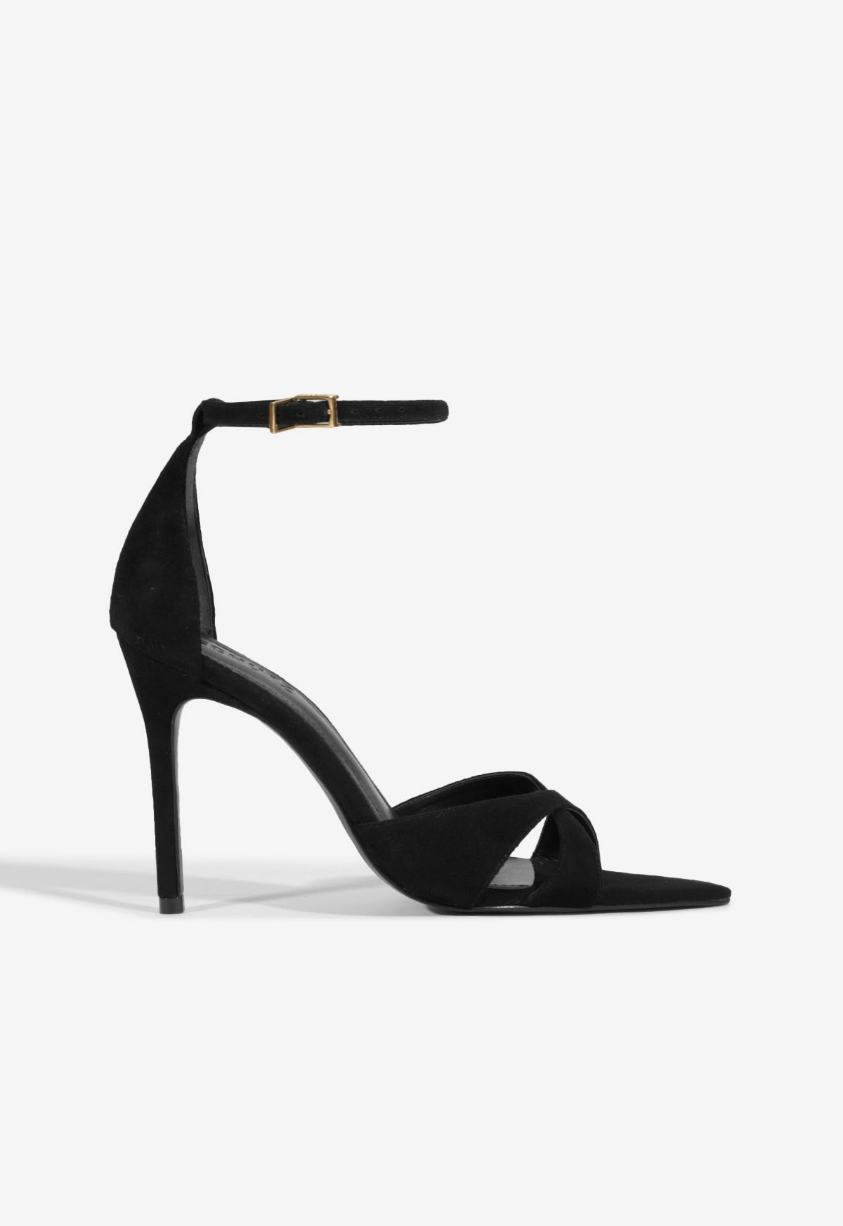 Pure Black Cosmic Glow Hilda Leaf Suede Sandal