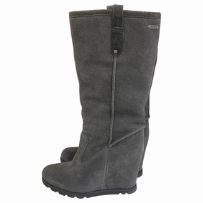 Padded Interior Hiking Trails Boots Knee Heels By Unisa In Silver, Size:8.5