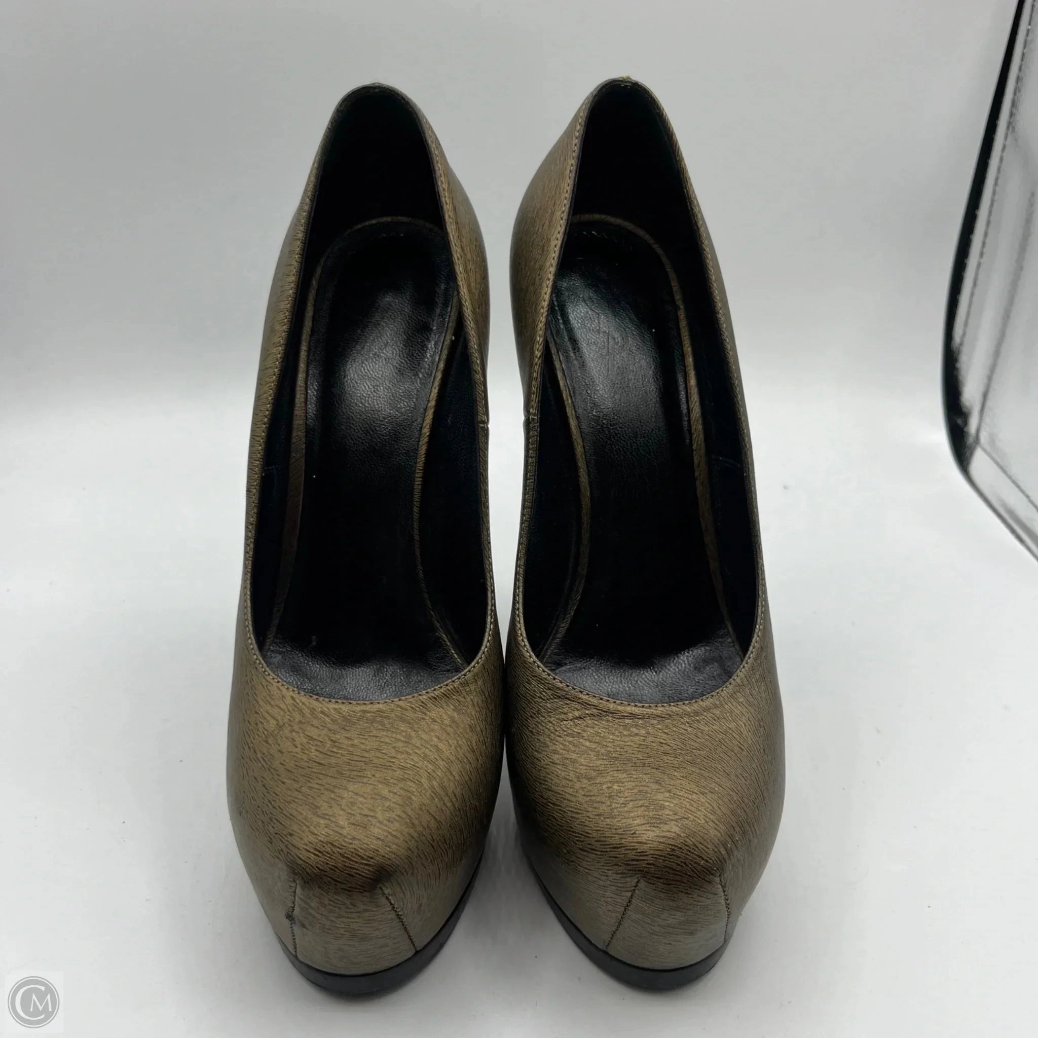 Anti Odor Busy Professionals Gym Quick Shoes Luxury Designer By Yves Saint Laurent In Bronze, Size: 7