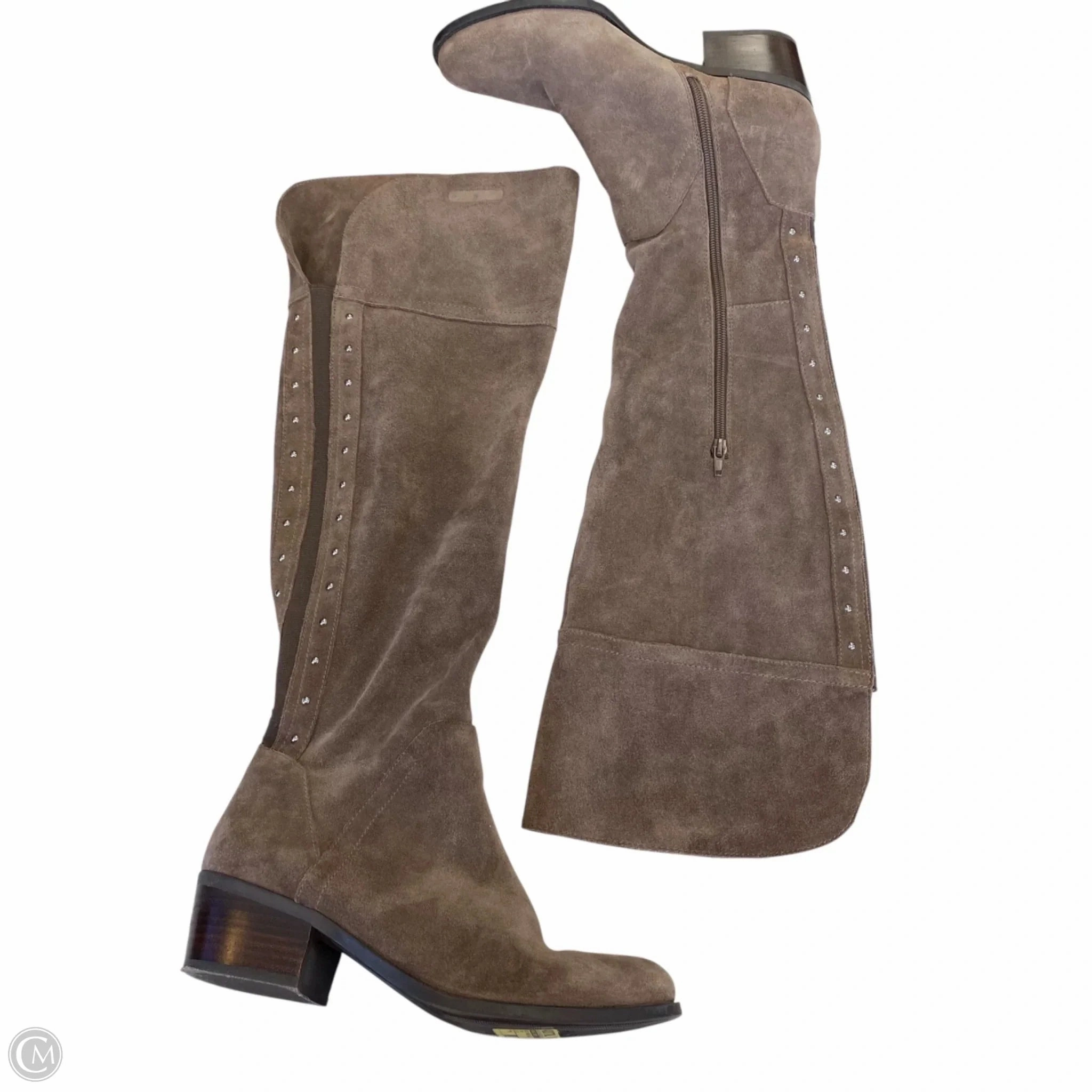 Boots Knee Heels By Vince Camuto In Taupe, Size: 9 Flexible Frame Weather Resistant User Cushion Build