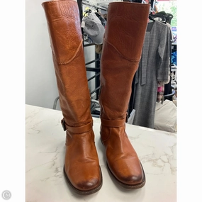 Sky Blue Track Run Boots Designer By Frye In Brown, Size: 8