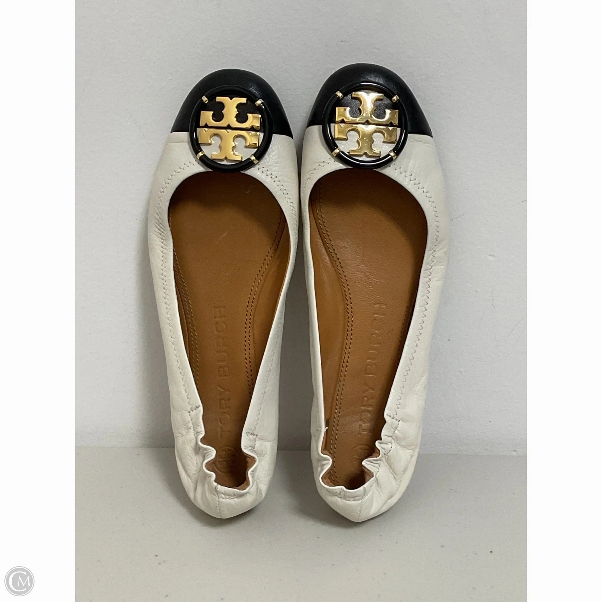 Ultra Light Construction Shoes Designer By Tory Burch In Black & Cream, Size: 7.5