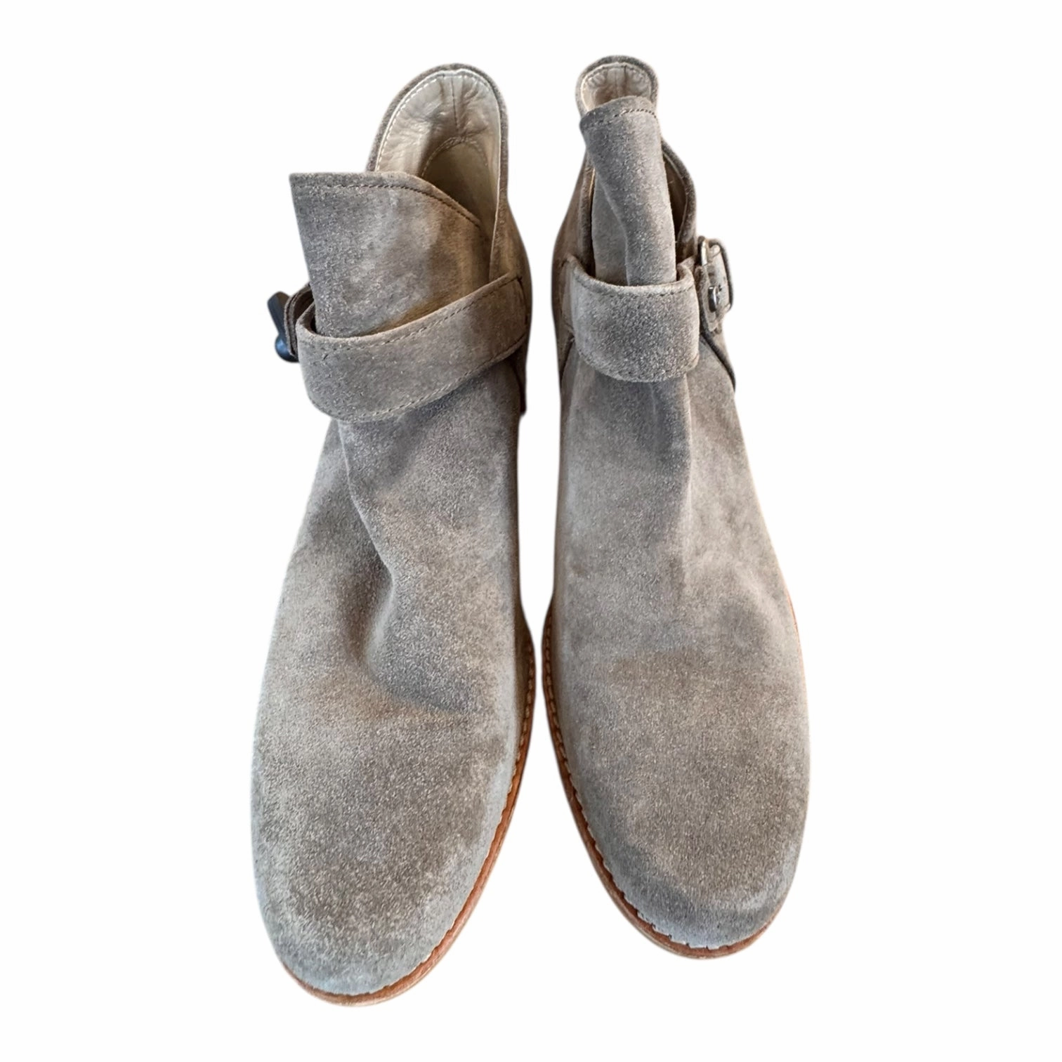 Boots Designer By Stuart Weitzman In Taupe, Size:9.5 Comfort toe