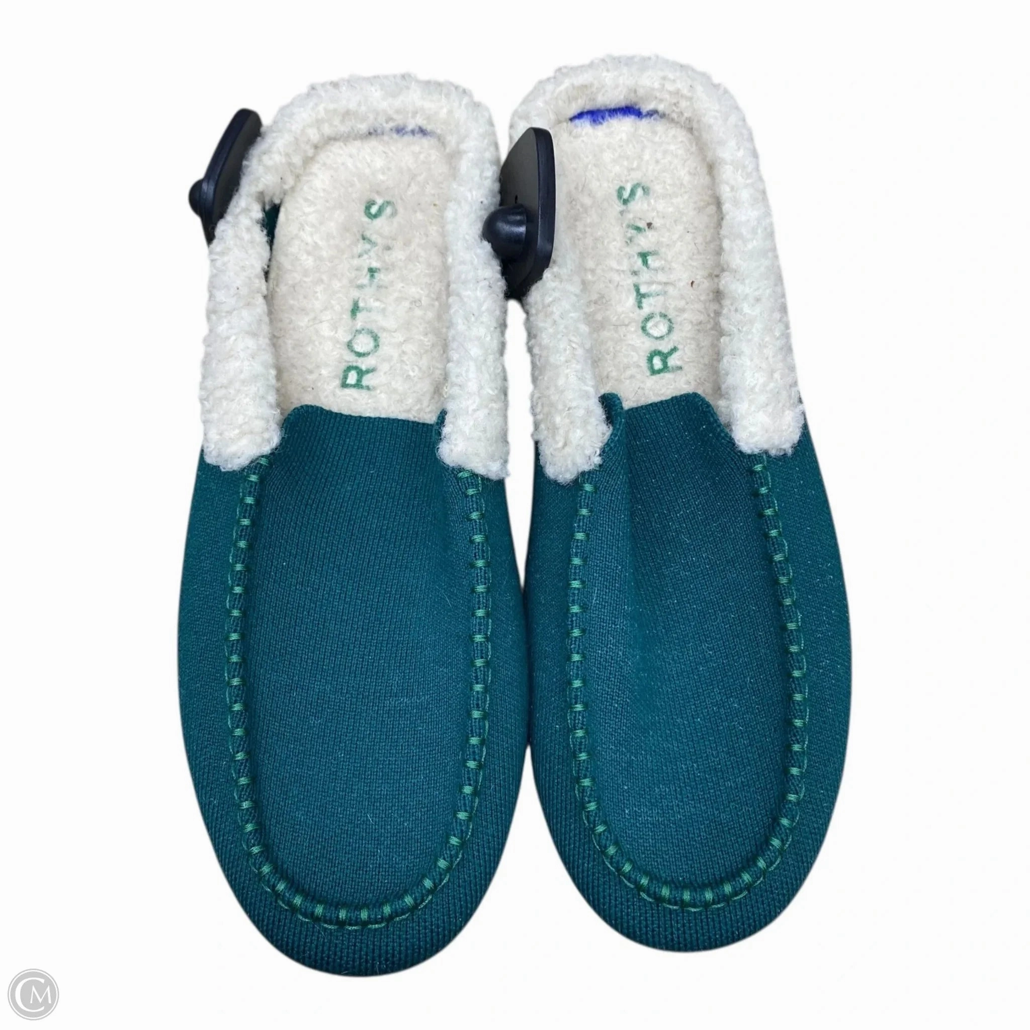 Slippers Designer By Rothys In Green Bright Gold