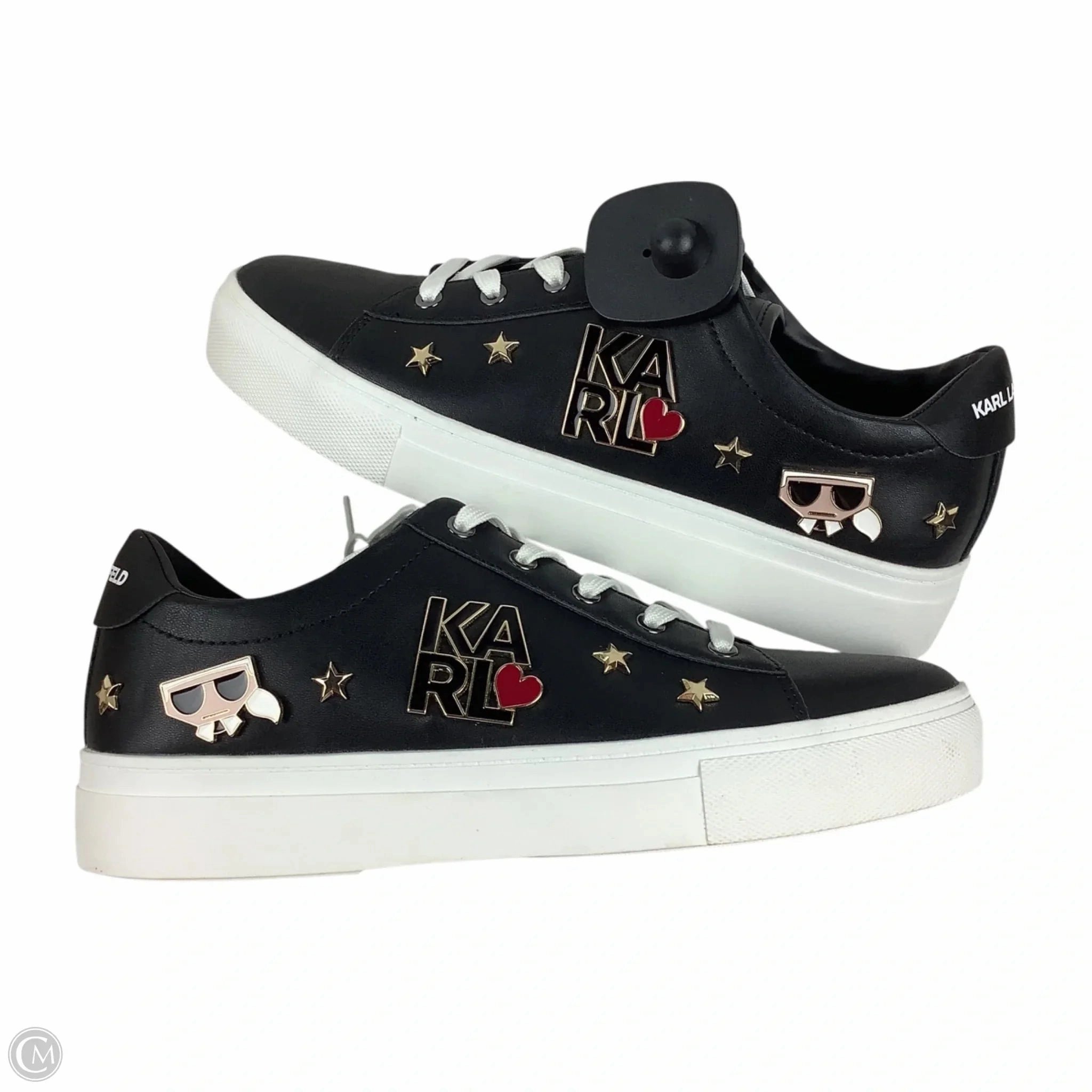 Shoes Designer By Karl Lagerfeld In Black, Size: 8.5 Leather Upper Sweat Resistant Frequent Travelers