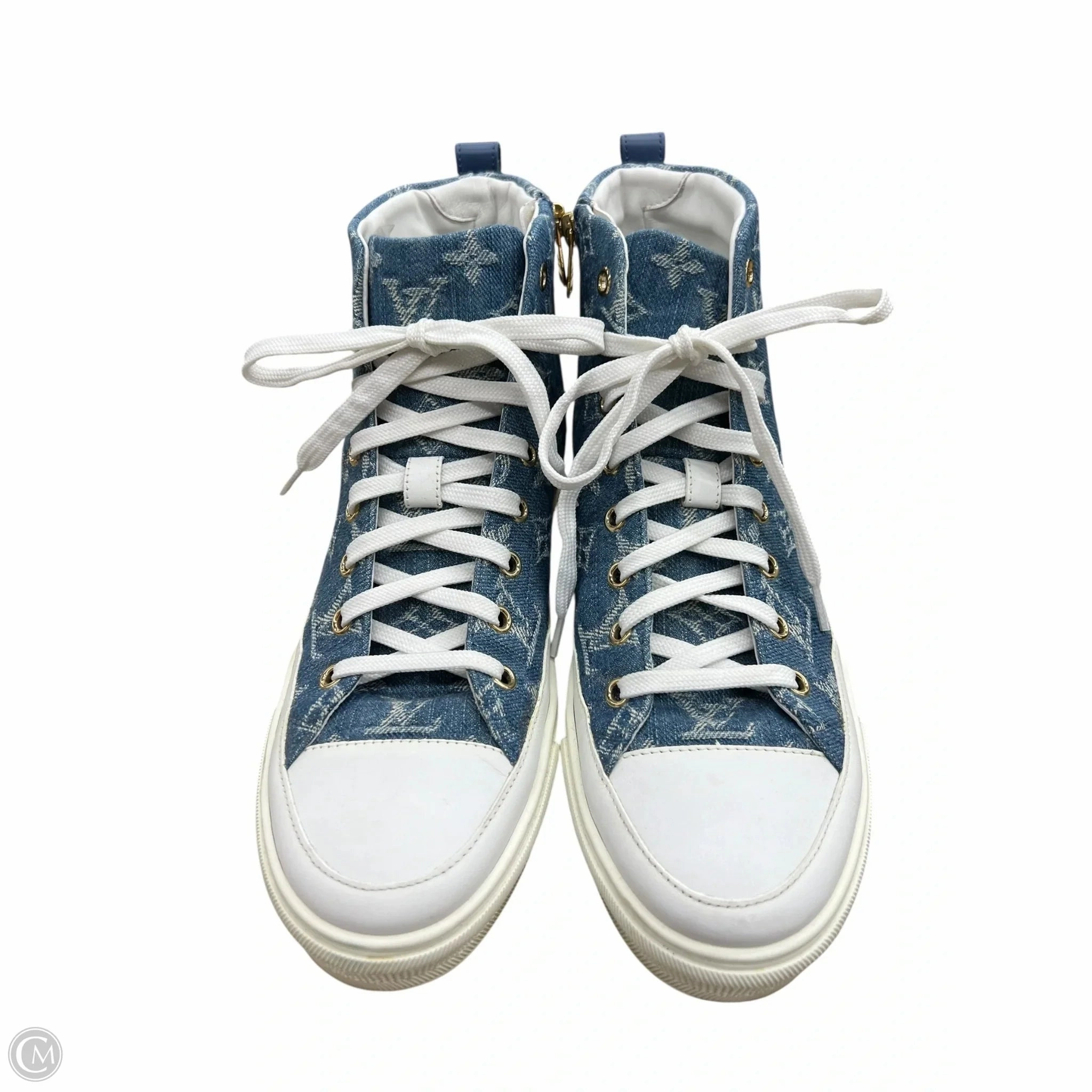 Shoes Luxury Designer By Louis Vuitton In Blue Denim, Size: 8 Silk Feel