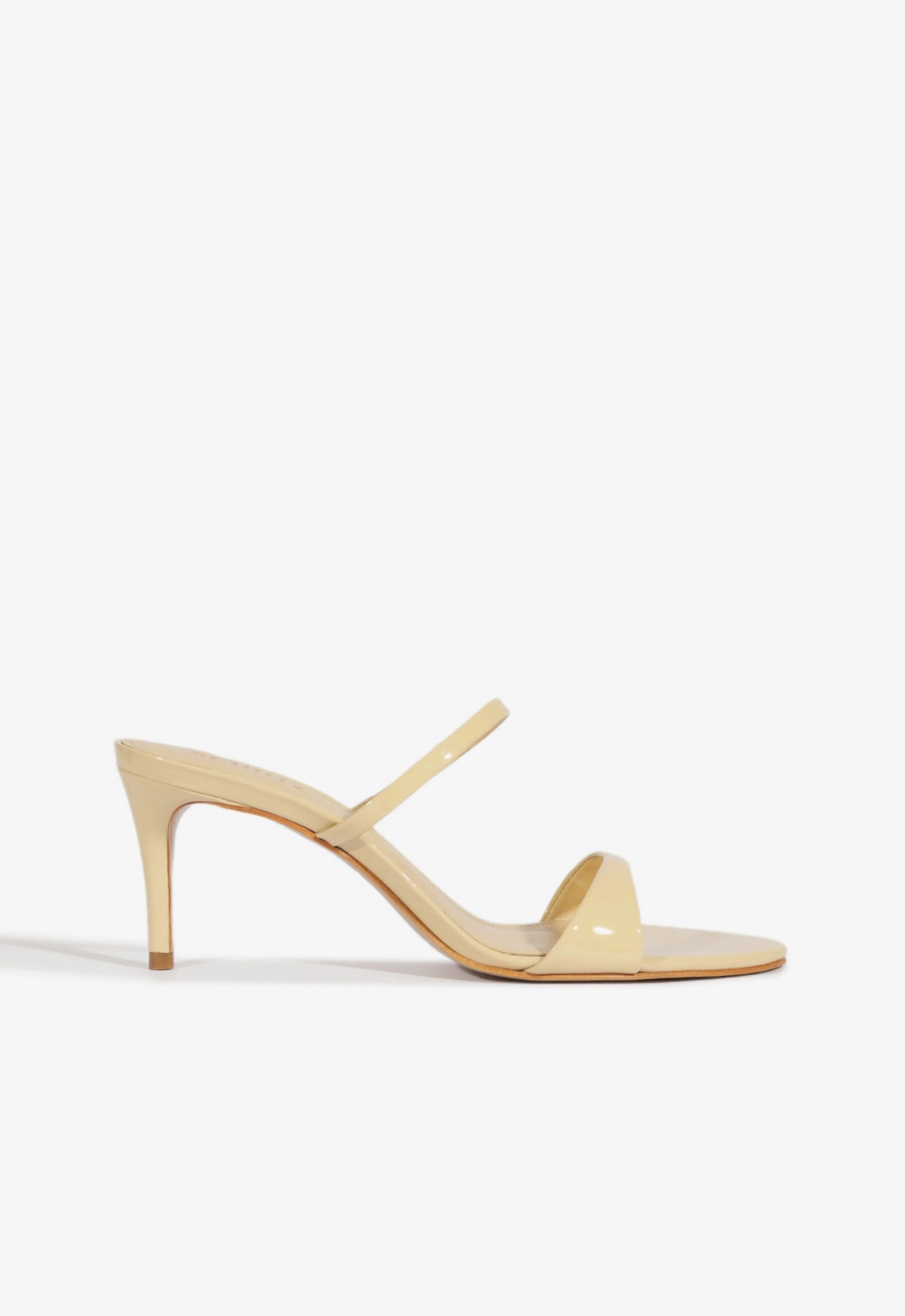 Contoured Heel Jessica Mid Mule Patent Sandal
