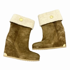 Boots Luxury Designer By Moncler In Brown, Size: 8 warm glow